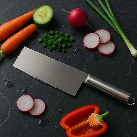 Stainless Steel Vegetable Cleaver Knife - key feature close-up