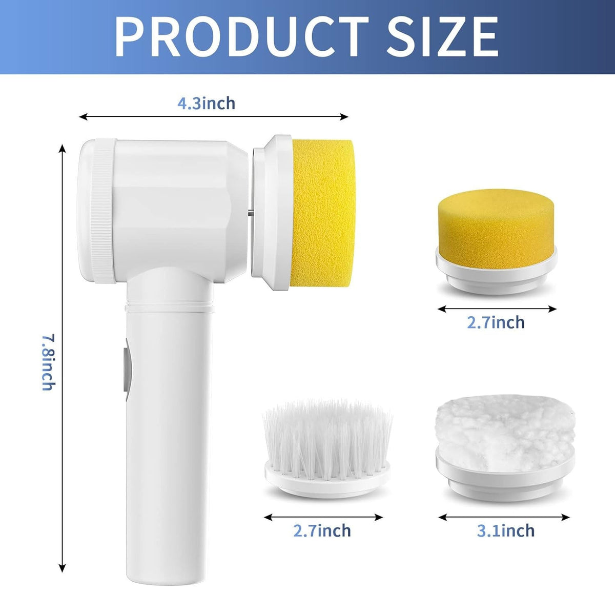 5 in 1 Electric Cleaning Spin Brush with Multiple Replaceable Heads