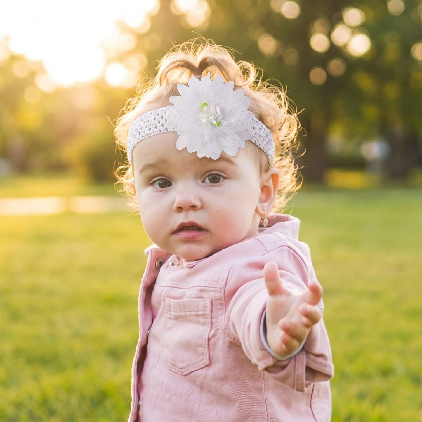 Cute Soft Elastic Floral Baby Headband Stylish Stretchable Hair Band (2 Pc)