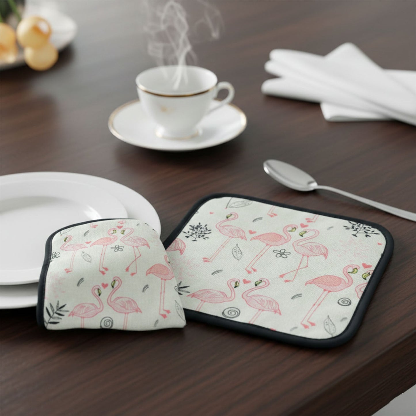 Printed Kitchen Pot Holder Heat Resistant Mat 20x20 Cm |Pack of 2