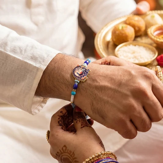 Rakhi – Royal Mughal Peacock Designer Charm for Brother