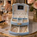 Premium multi-layer jewellery storage box with mirror for rings necklaces India