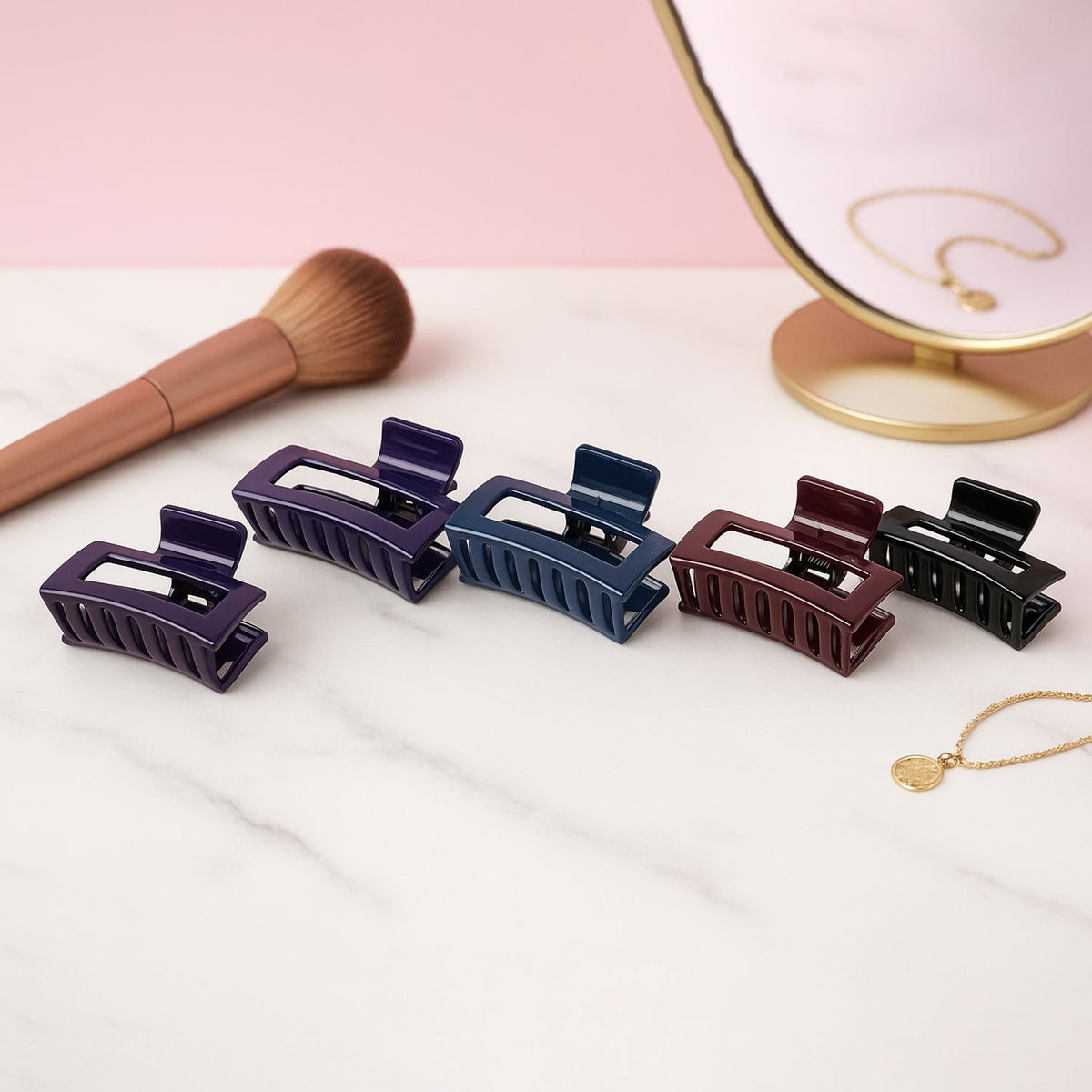 Matte Rectangle Hair Claw Clip for Women and Girls (12 Pc)