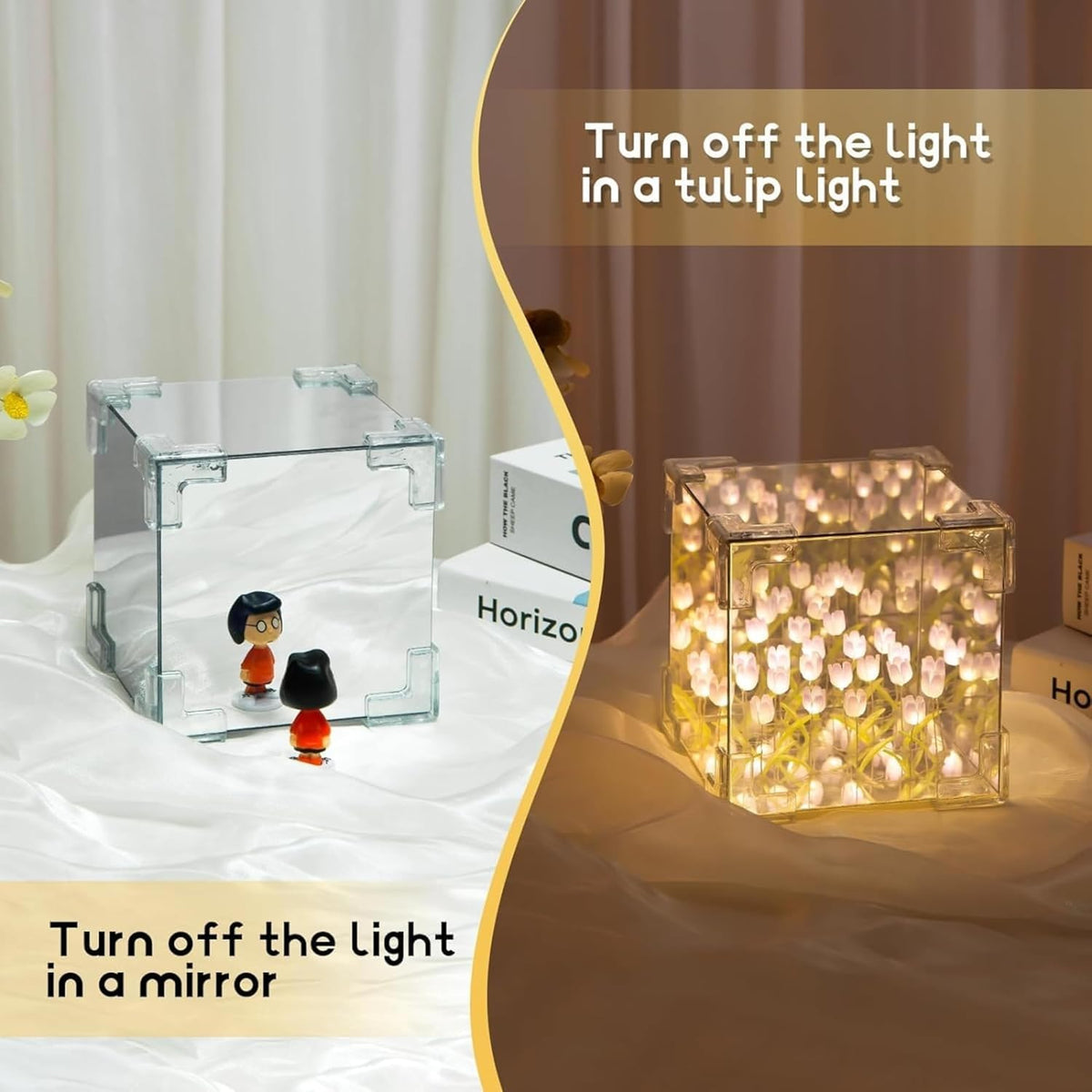 Decorative Tulip Flower LED Cube Night Lamp Set (1 Set / Mix Color)