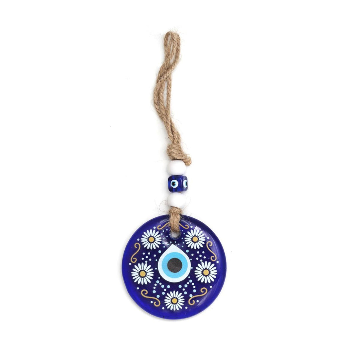 Decorative Evil Eye Wall Hanging Nazar Protector Charm with Beads, Wind Chime (1 Pc)
