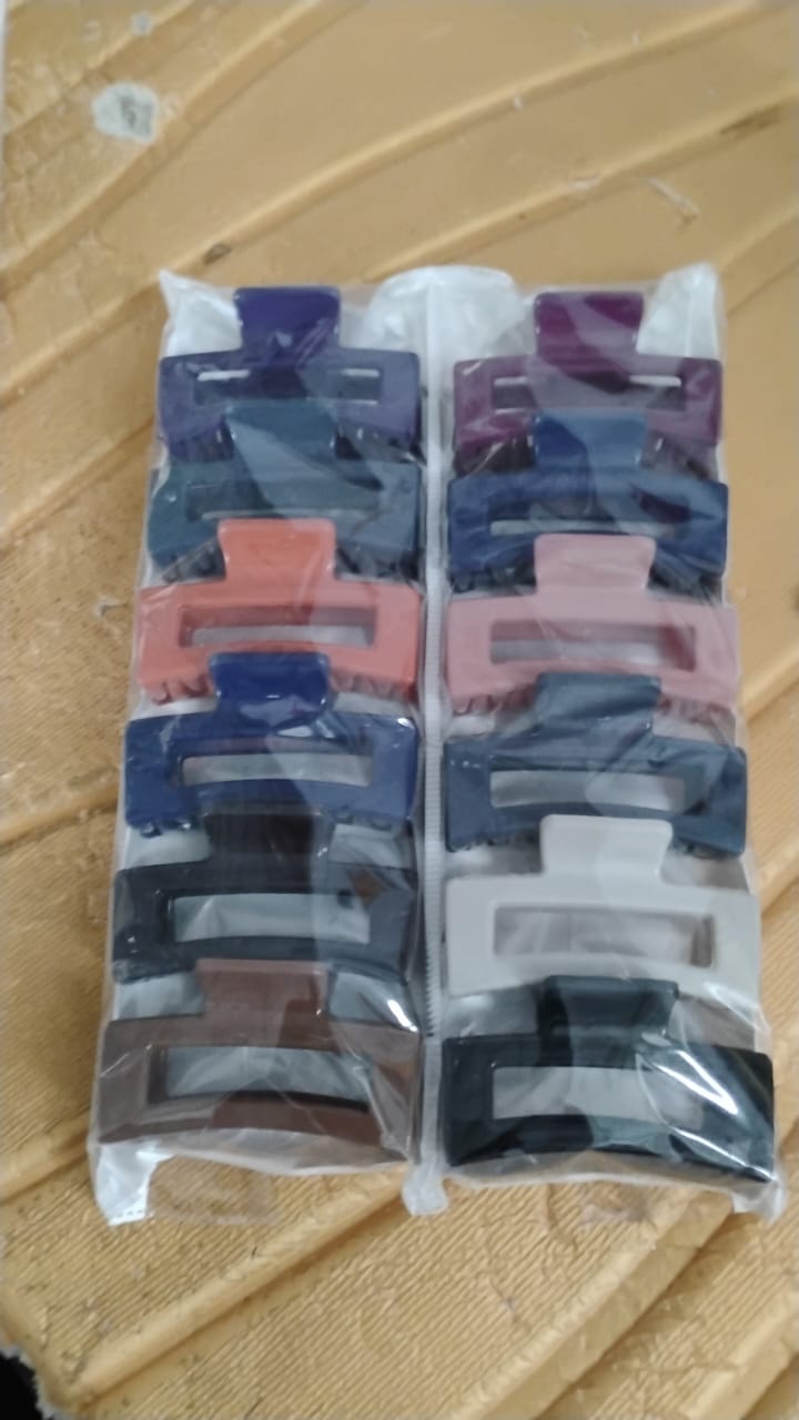 Matte Rectangle Hair Claw Clip for Women and Girls (12 Pc)