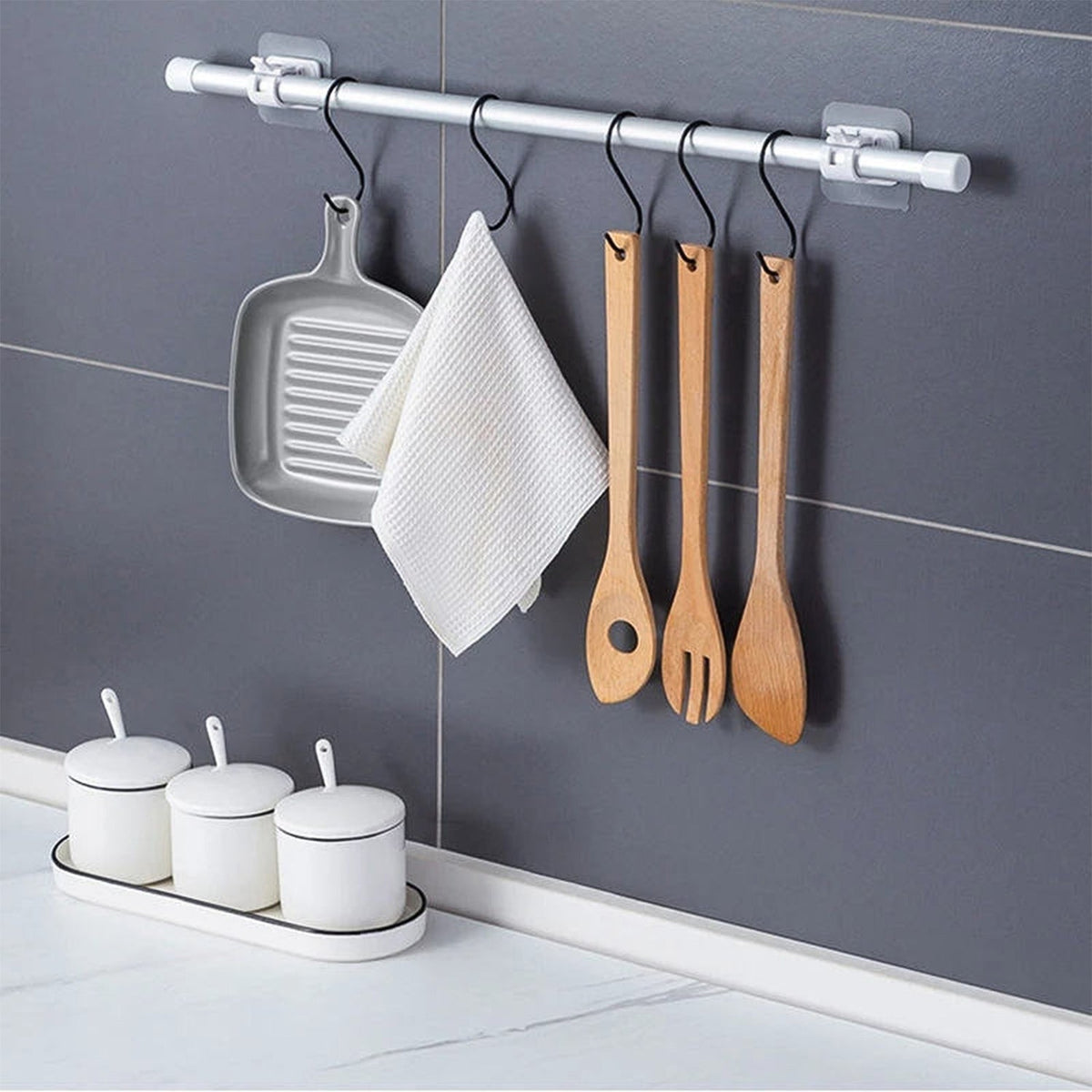 Multipurpose No-Drill Wall Mounted Adhesive Towel Rod Holder (1 Pc)