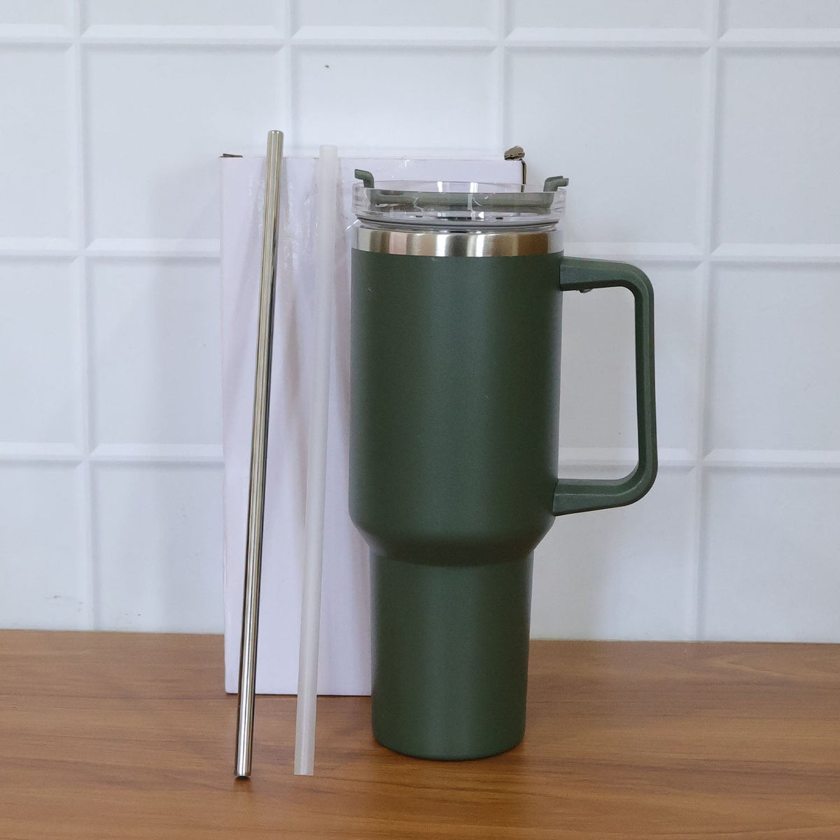 1200 ML Extra Large Insulated Travel Mug with Handle & Straw