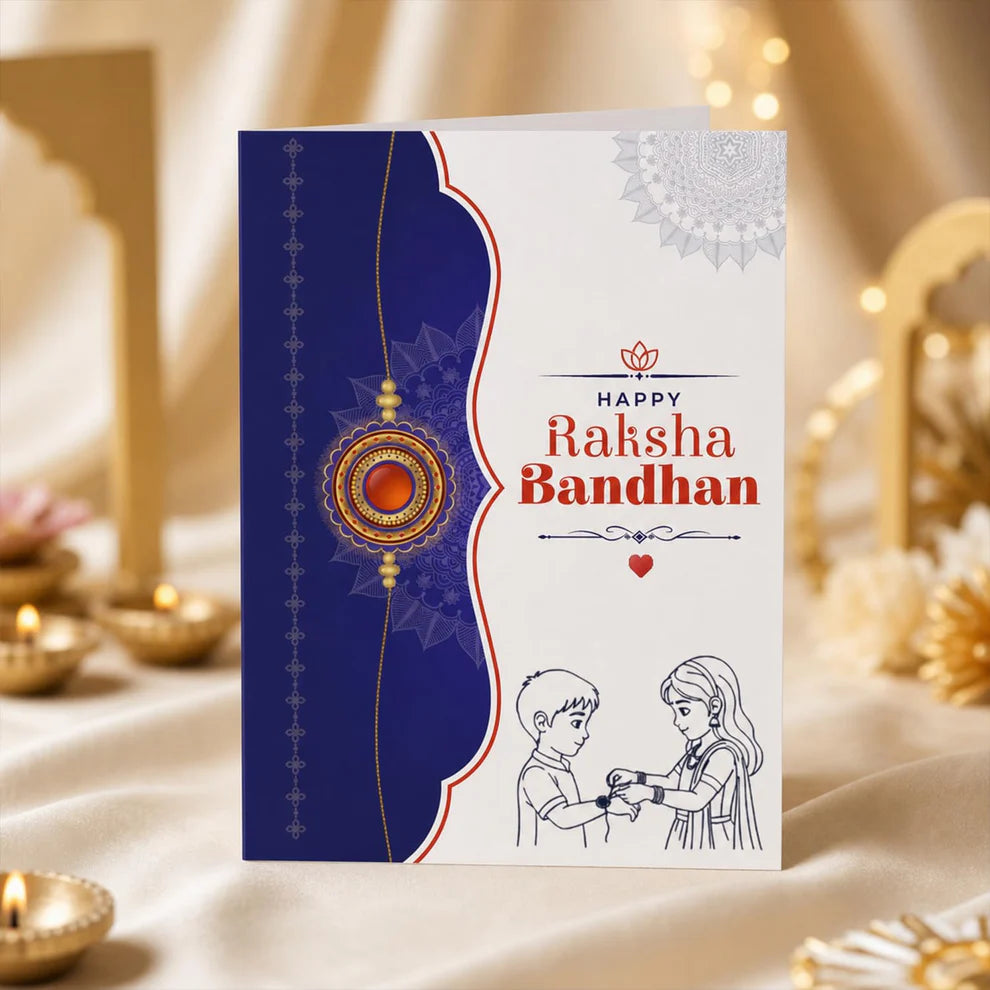 Rakhi Combo for Brothers – Golden Swastik Design & Pooja Thali