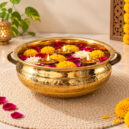 Premium Brass Urli 008 - Traditional Decorative Bowl