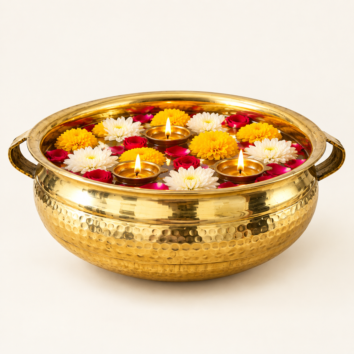 Premium Brass Urli 010- Traditional Decorative Bowl