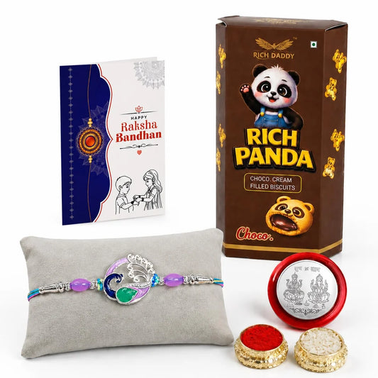 Peacock Rakhi Combo for Raksha Bandhan with Choco Biscuit Pack