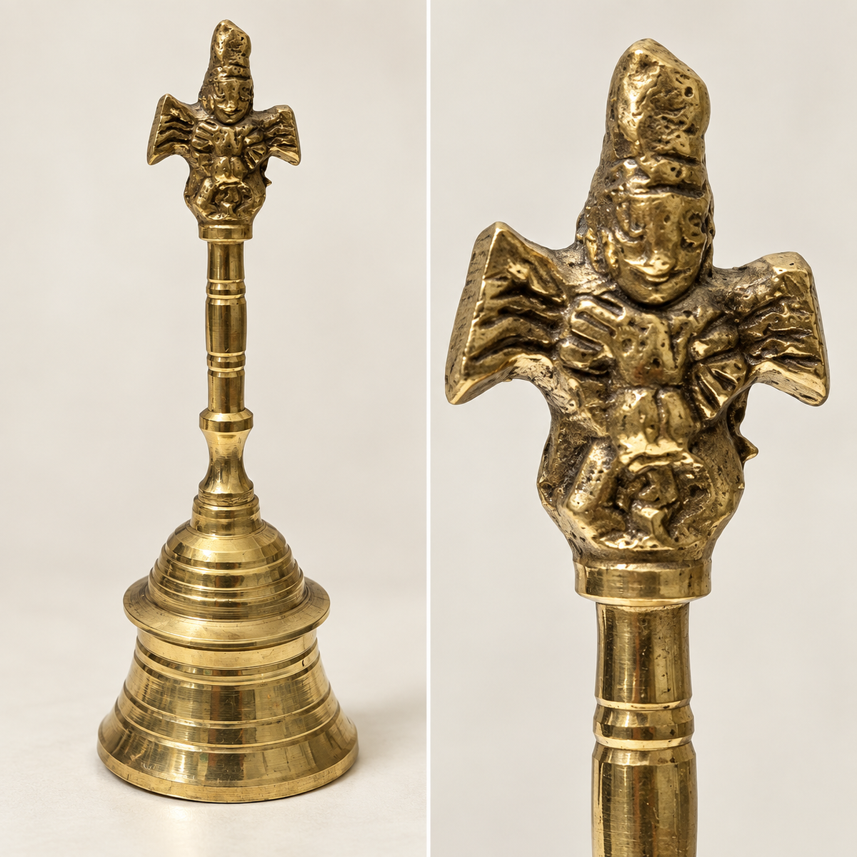 Heavy Brass Pooja Bell for Home Mandir 1 Piece (Height 5 Inches)