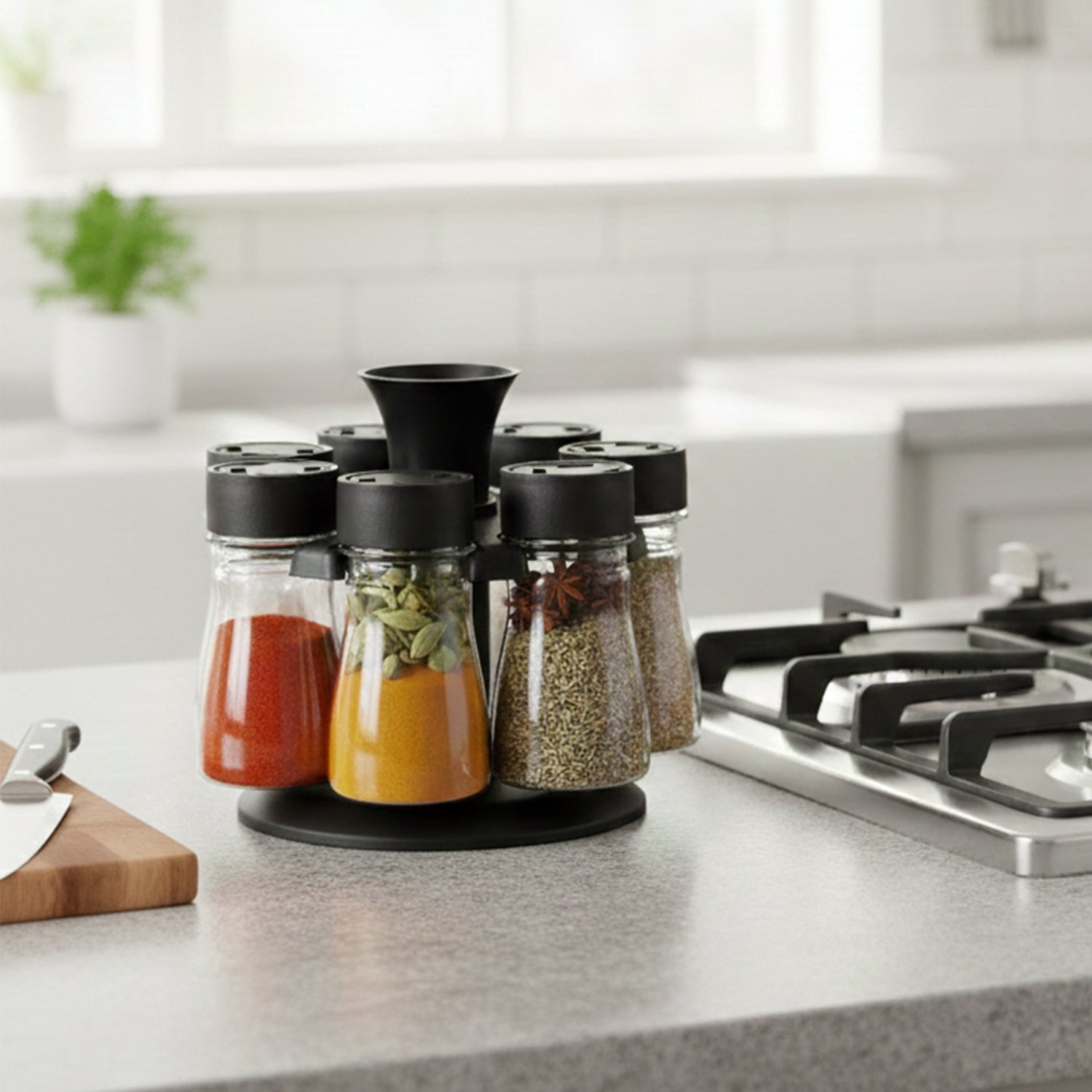 Plastic spice container set with 360�� rotation