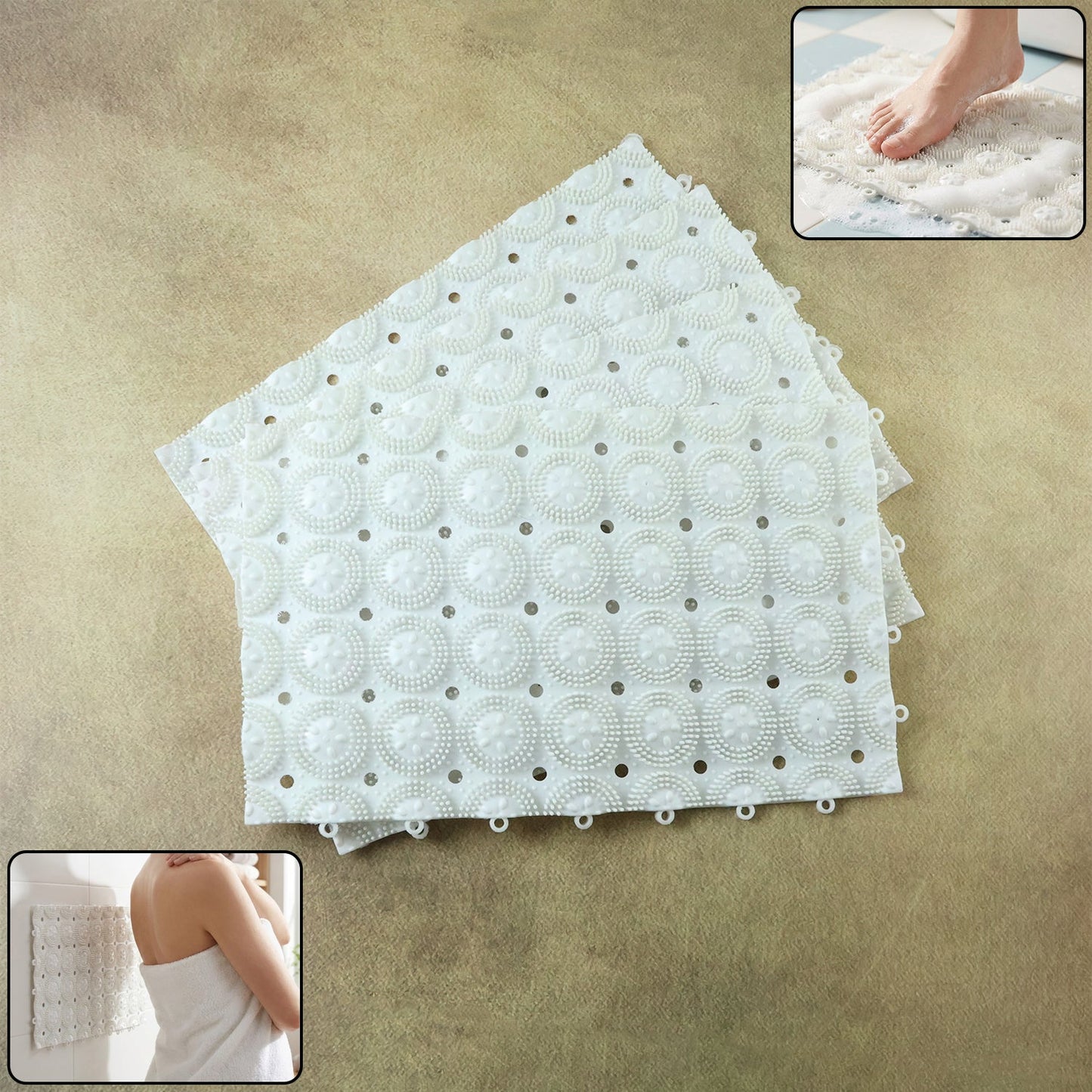 Anti-Slip Bathroom Massage Mat with Suction Cups (33 x 21 cm)