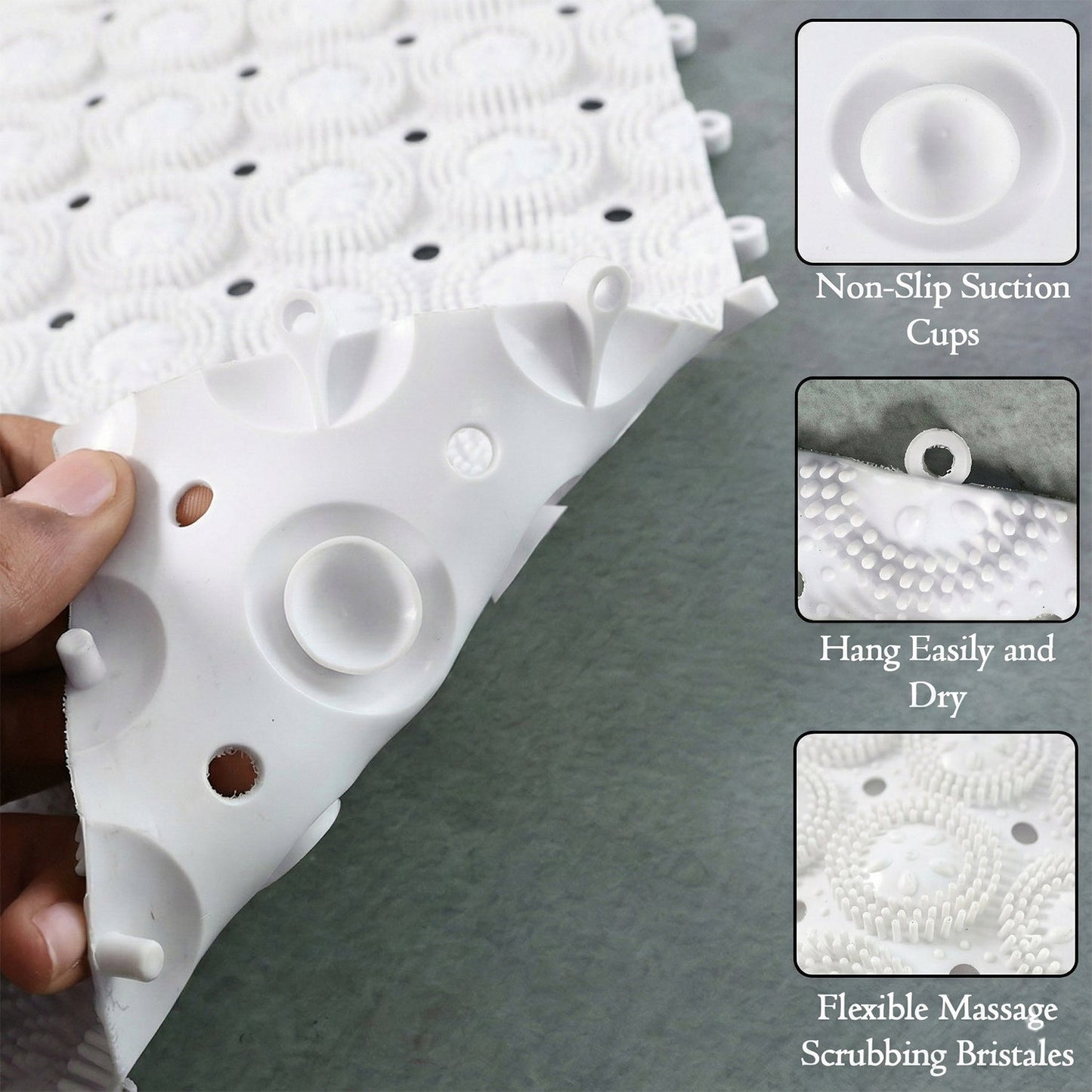 Anti-Slip Bathroom Massage Mat with Suction Cups (33 x 21 cm)