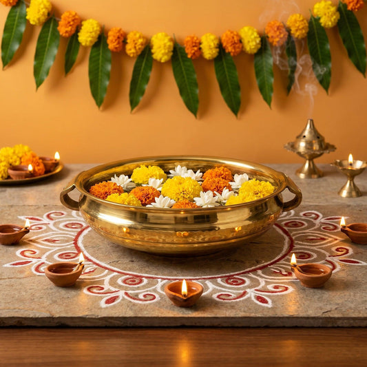 Premium Brass Urli 008 - Traditional Decorative Bowl