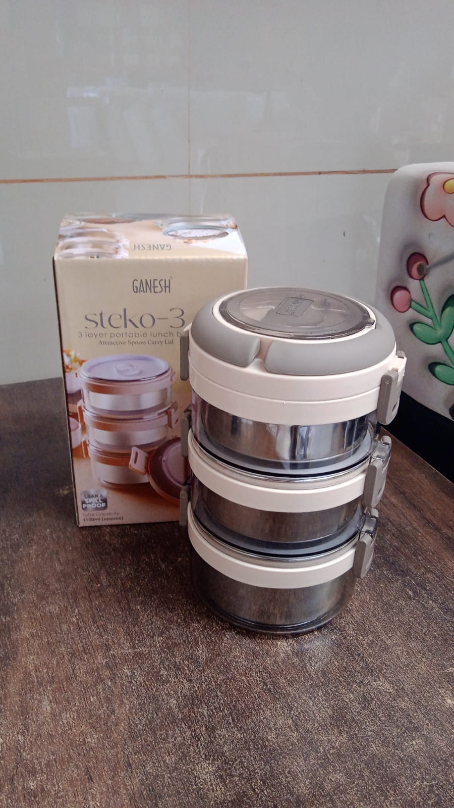 Ganesh Steko-3 Triple Layer Stainless Steel Insulated Lunch Box Set